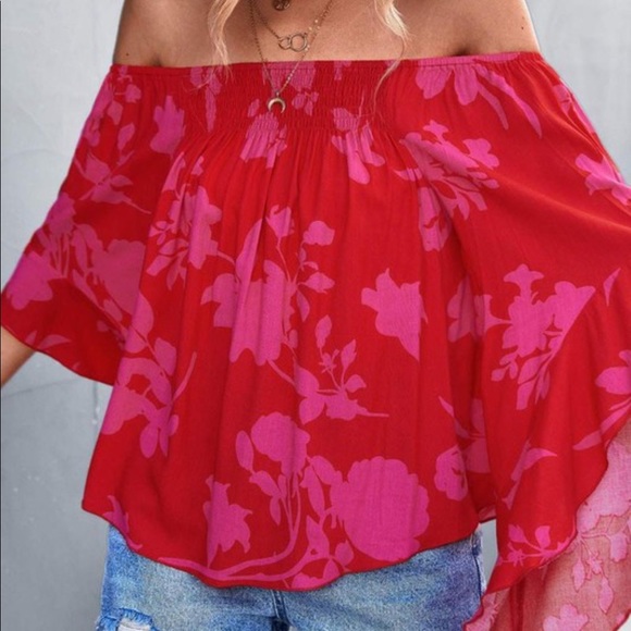 Floral Printed Off the Shoulder Blouse - Picture 4 of 6